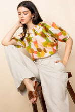 Load image into Gallery viewer, KRISTA ABSTRACT MULTI COLOR SHORT SLEEVE TOP - THML
