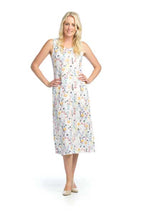 Load image into Gallery viewer, A gorgeous summer dress, our Wendi White Garden Sleeveless Midi Dress by Papillon is sure to be your next favorite.  A beautiful satin fabrication provides a cool, comfortable feel during those hot summer days.
