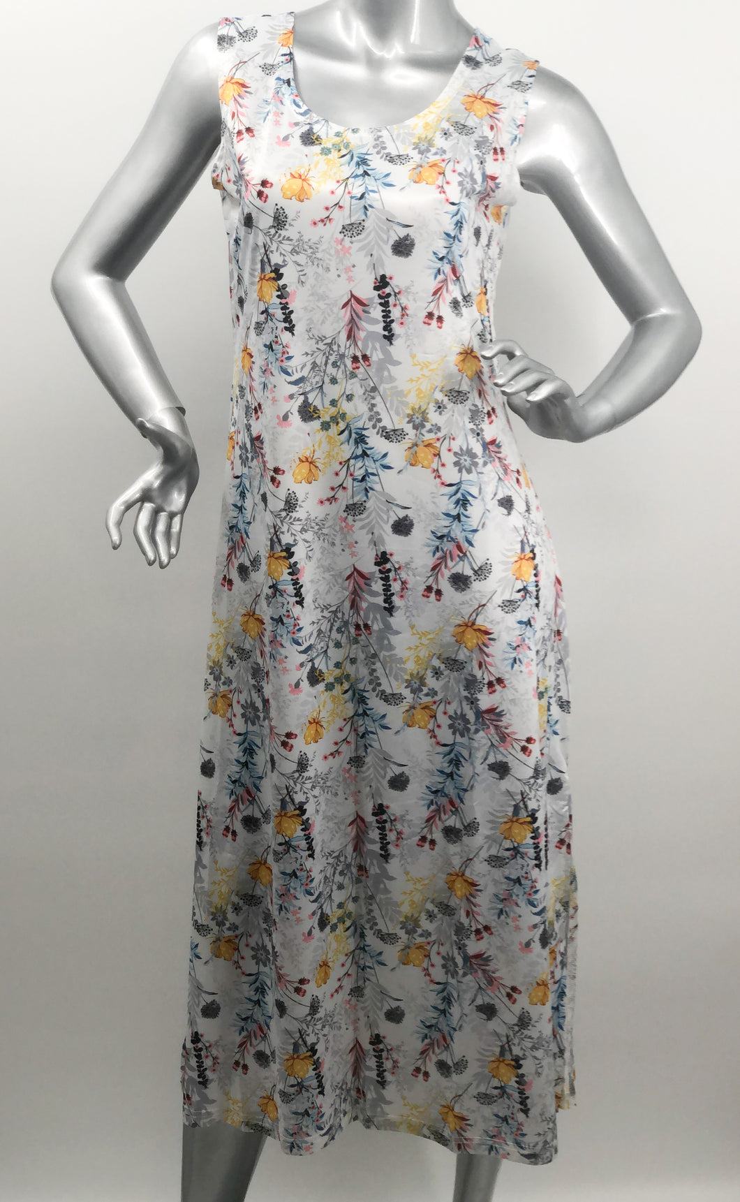 A gorgeous summer dress, our Wendi White Garden Sleeveless Midi Dress by Papillon is sure to be your next favorite.  A beautiful satin fabrication provides a cool, comfortable feel during those hot summer days.