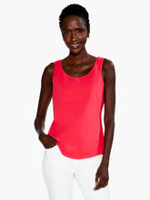 Load image into Gallery viewer, This dynamic shirt tail tank is the perfect style!  Made with Nic &amp; Zoe&#39;s iconic Perfect Knit fabric -- this new tank design offers lovely stretch and ultimate softness. This tank in a stunning pink is so versatile.  Wear alone or layer with your favorite cardigan or jacket. 
