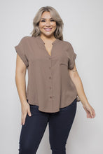 Load image into Gallery viewer, CURVY ELORA OLIVE BUTTON DOWN TOP
