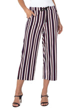 Load image into Gallery viewer, You can&#39;t go wrong with this lovely knit pull-on trouser. Not only is this wide leg pant so very chic, but also extremely comfortable. Vertical stripes in navy, red and white are  flattering to the figure. Easy to wear, this pant pairs perfectly with a tee-shirt or solid color top and looks fashionable when worn with our Ember Classic Jean Jacket.
