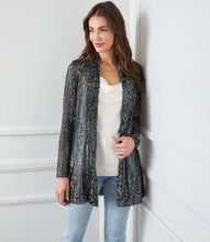 Load image into Gallery viewer, Be event ready with this light-catching sequin duster. Sparkle and sophistication provide evening allure to this jacket. Pair it with black slacks for a polished evening look. 
