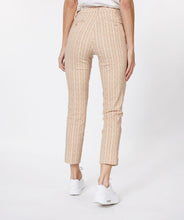 Load image into Gallery viewer, Our Skylar stretch block pants in sand color are simply darling. These pants are designed with side and buttoned back pockets and belt loops, while the block print creates a classic look. 
