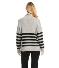 Load image into Gallery viewer, Crafted from super soft plush knit, this essential sweater is detailed with a cozy mock neck and classic stripes. This sweater is a layering essential for the cooler temperatures ahead.

