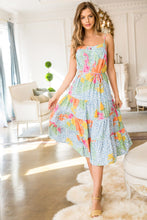 Load image into Gallery viewer, Imagine wearing this pretty summer dress to summer parties, pool gatherings or times at the beach.  The lovely abstract floral and animal print spaghetti dress is an easy style to wear when you want to keep cool while staying fashionable.  The details set this summer dress apart from the rest.
