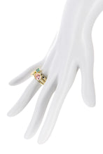Load image into Gallery viewer, TILLY THREE STACK YELLOW, PINK, GREEN CUBIC ZIRCONIA RING IN GOLD
