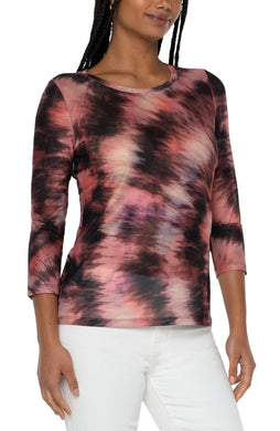 This long sleeve mesh crew neck knit top is the perfect addition to your wardrobe! Our Tie Dye print is softened with painterly brushstrokes.  Featuring a unique mesh that isn't see-through making this an amazing and flattering statement piece!
