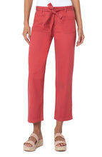 Load image into Gallery viewer, Our Ella pant by Liverpool is a style that is perfect for the warm, sunny days! A self-tie belt and a stunning rosebud pink hue is a winner on every level.  Not only is it fashionable but it also super comfortable and easy to wear in a cozy cotton dobby fabric.  Dress up with heels or wear casually with your favorite tennis shoe.  

